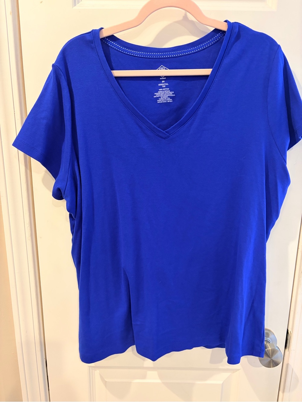 St. John’s Bay Classic V-Neck Women’s Top in Bright Blue